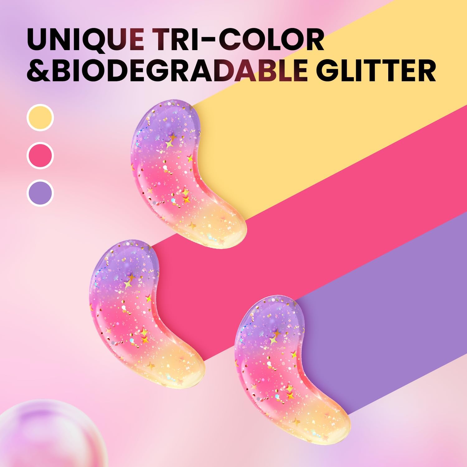 AILEORY Under Eye Patches (24 Pairs) - Tri-color Glitter Eye Gel Pads for Dark Circles, Puffy Eyes, Under eye Bags, Wrinkles - Maple Wellness Supplements