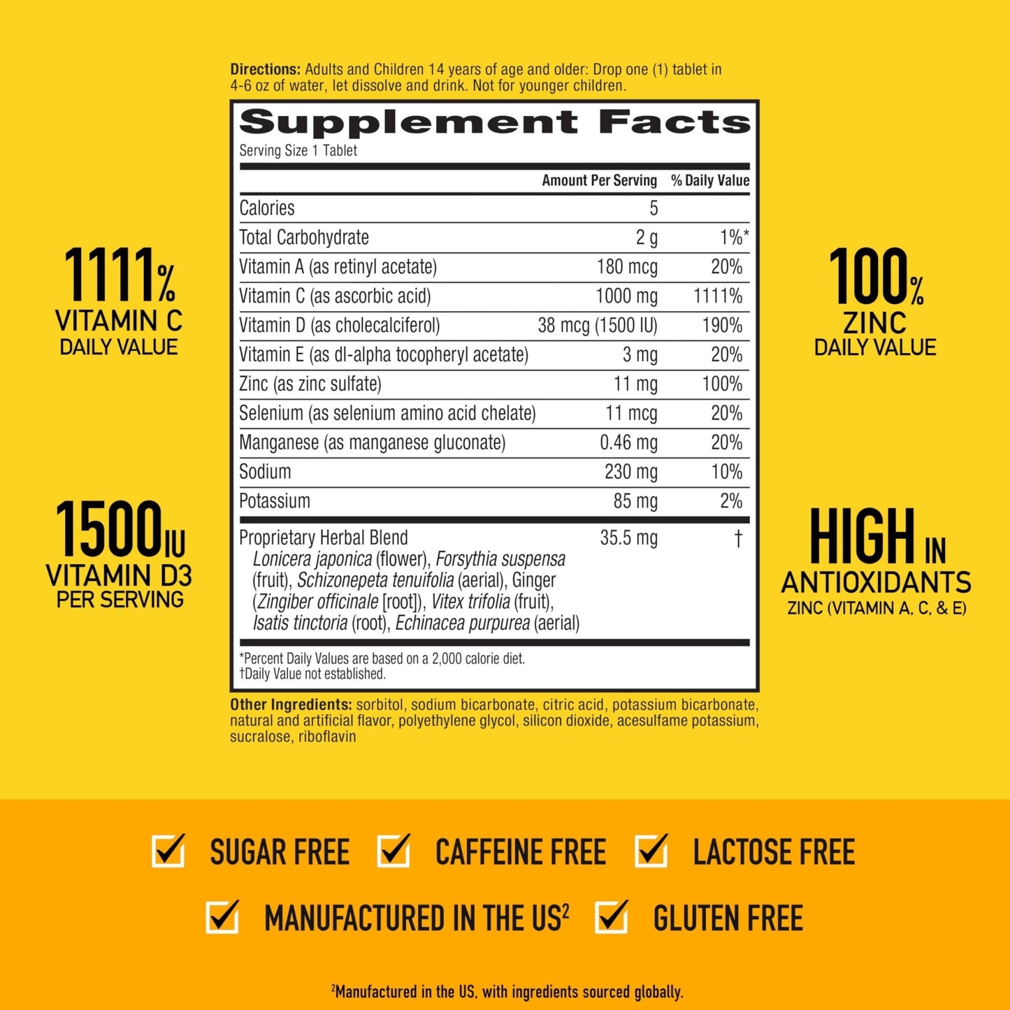 Airborne 1000mg Vitamin C with Vitamin D & Zinc, Sugar Free Multivitamin Immune Support Supplement, Antioxidants Vitamins A C & Vitamin E - Maple Wellness Supplements