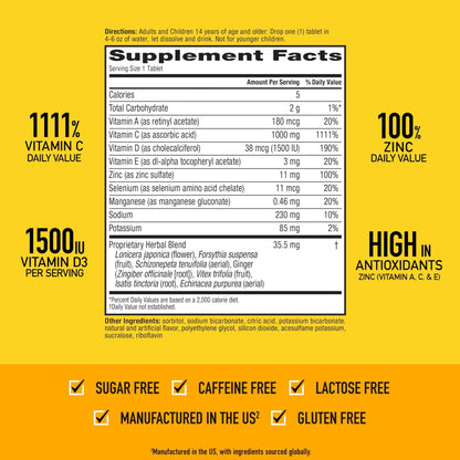 Airborne 1000mg Vitamin C with Vitamin D & Zinc, Sugar Free Multivitamin Immune Support Supplement, Antioxidants Vitamins A C & Vitamin E - Maple Wellness Supplements