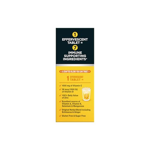 Airborne 1000mg Vitamin C with Vitamin D & Zinc, Sugar Free Multivitamin Immune Support Supplement, Antioxidants Vitamins A C & Vitamin E - Maple Wellness Supplements