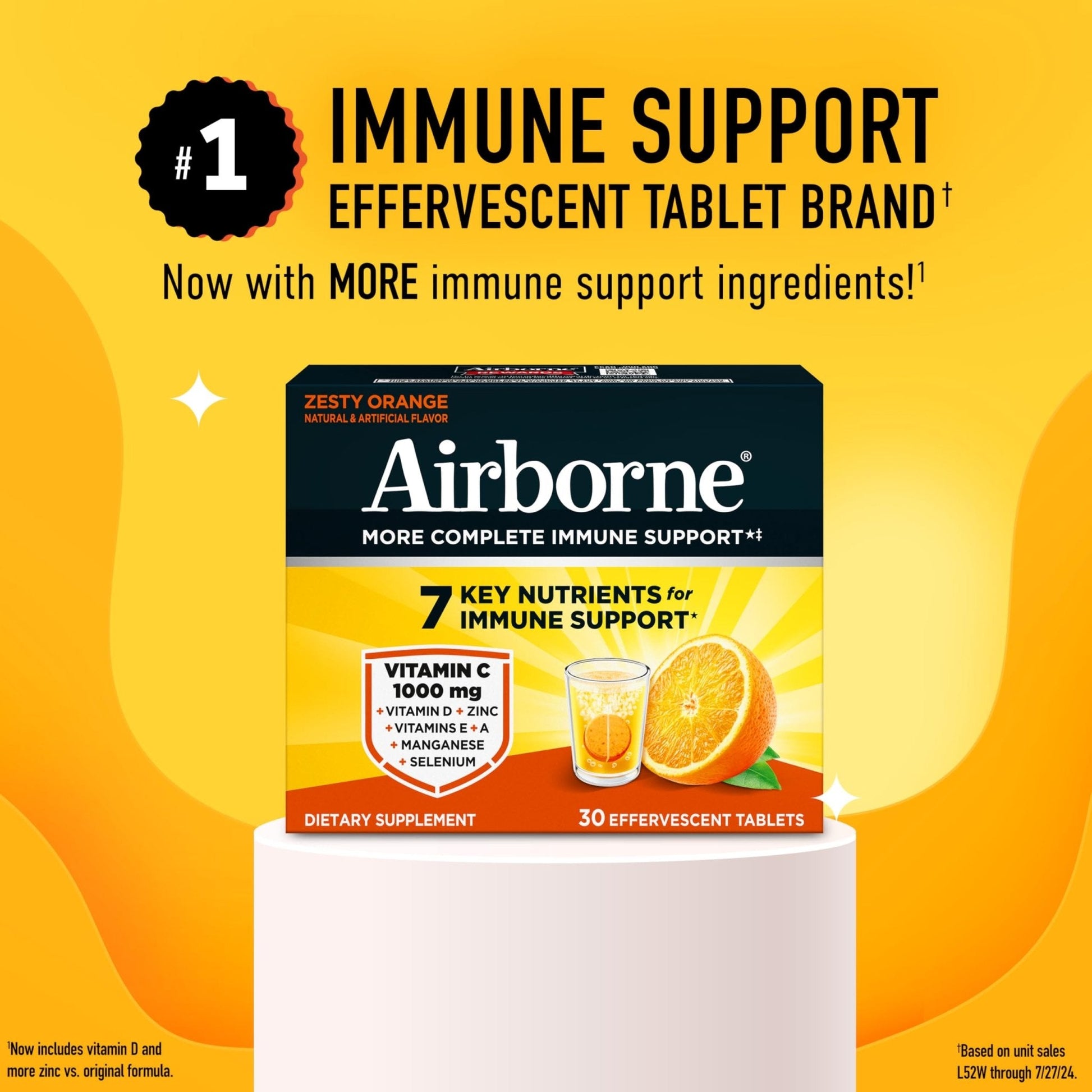 Airborne 1000mg Vitamin C with Vitamin D & Zinc, Sugar Free Multivitamin Immune Support Supplement, Antioxidants Vitamins A C & Vitamin E - Maple Wellness Supplements