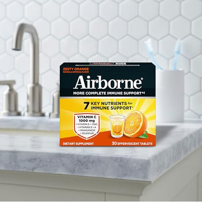 Airborne 1000mg Vitamin C with Vitamin D & Zinc, Sugar Free Multivitamin Immune Support Supplement, Antioxidants Vitamins A C & Vitamin E - Maple Wellness Supplements