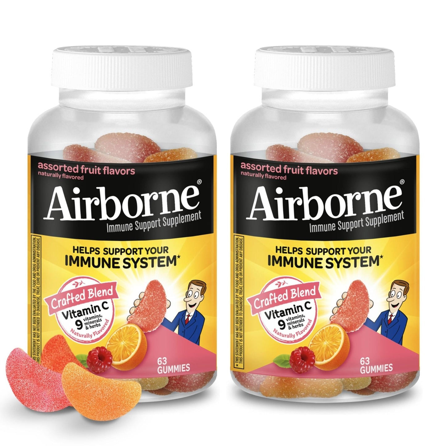 Airborne 750mg Vitamin C Gummies for Adults, Immune Support Gummies with Powerful Antioxidants VIT C & E, Caffeine Free - Maple Wellness Supplements