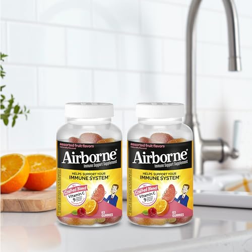 Airborne 750mg Vitamin C Gummies for Adults, Immune Support Gummies with Powerful Antioxidants VIT C & E, Caffeine Free - Maple Wellness Supplements