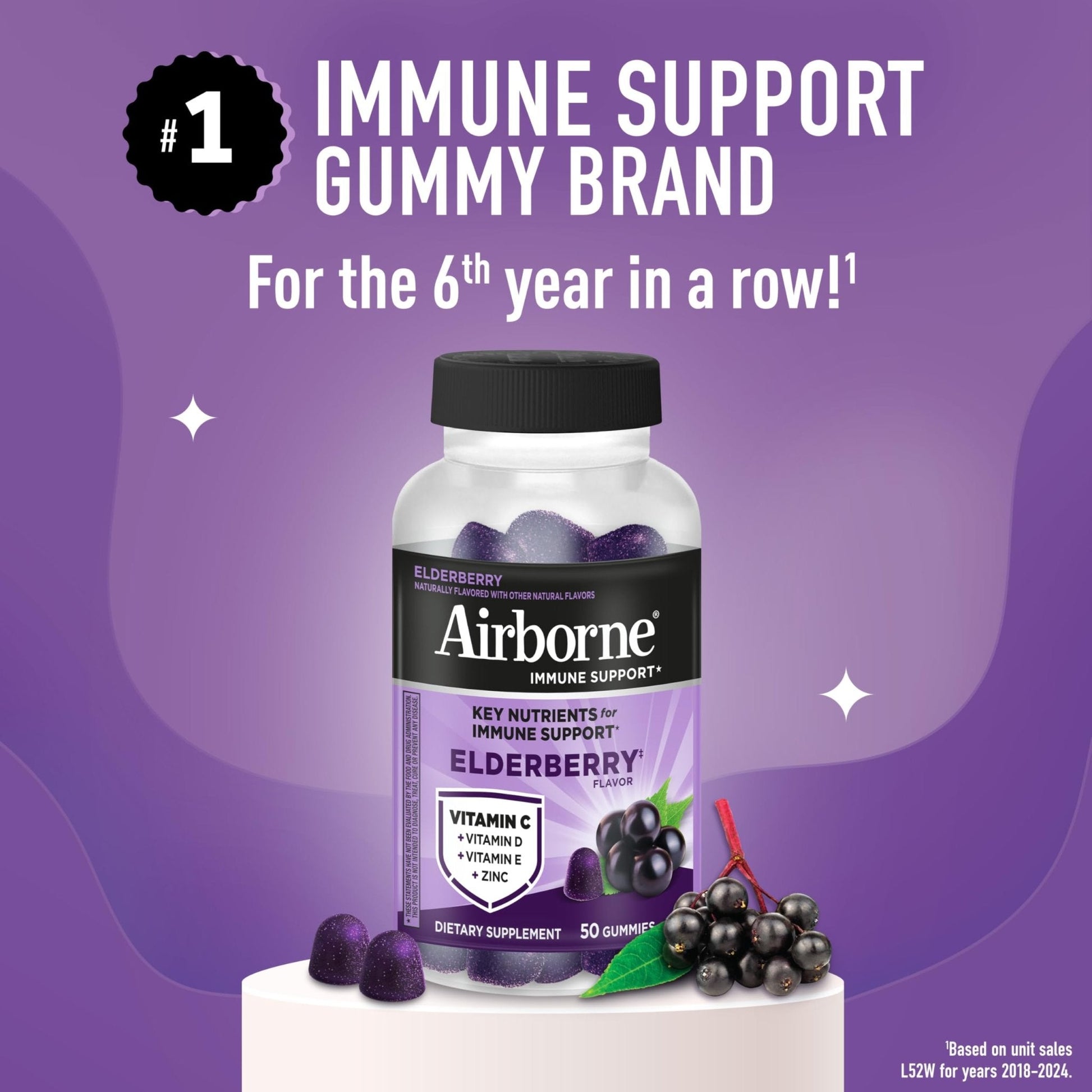 Airborne Elderberry + Zinc & Vitamin C Gummies For Adults, Immune Support Vitamin D & Zinc Gummies With Powerful Antioxidant Vitamins C D & E - Maple Wellness Supplements