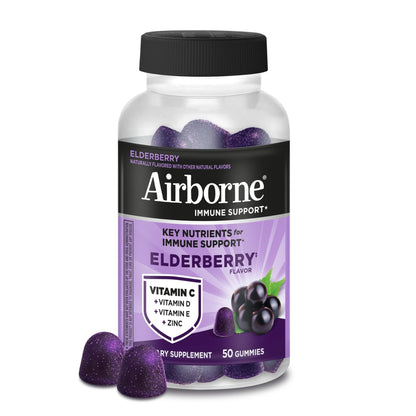 Airborne Elderberry + Zinc & Vitamin C Gummies For Adults, Immune Support Vitamin D & Zinc Gummies With Powerful Antioxidant Vitamins C D & E - Maple Wellness Supplements