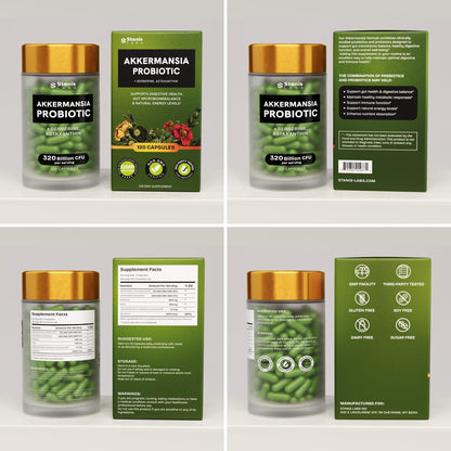 Akkermansia Muciniphila Probiotics 320 Billion CFU| Probiotic and Prebiotic | Akkermansia Probiotics for gut health | Inulin Prebiotic Fiber Capsules Astaxanthin & Berberine & Chromium | 120 capsules - Maple Wellness Supplements