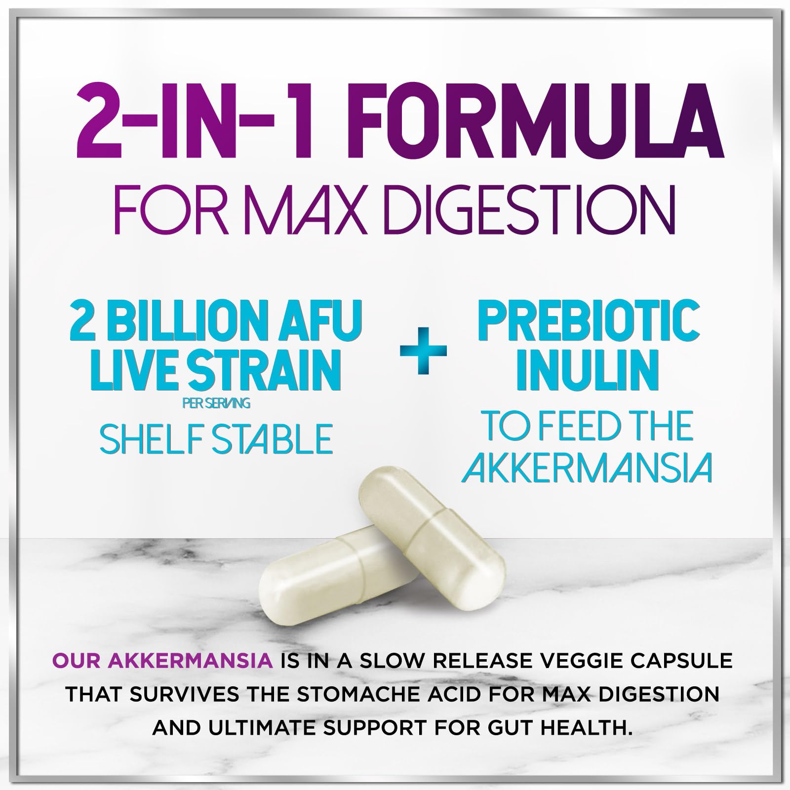 Akkermansia Probiotic - 2 Billion AFU per Serving - Best Strain for GLP-1 Production Support with Prebiotic Fiber for Natural Digestive & Gut Health - Maple Wellness Supplements