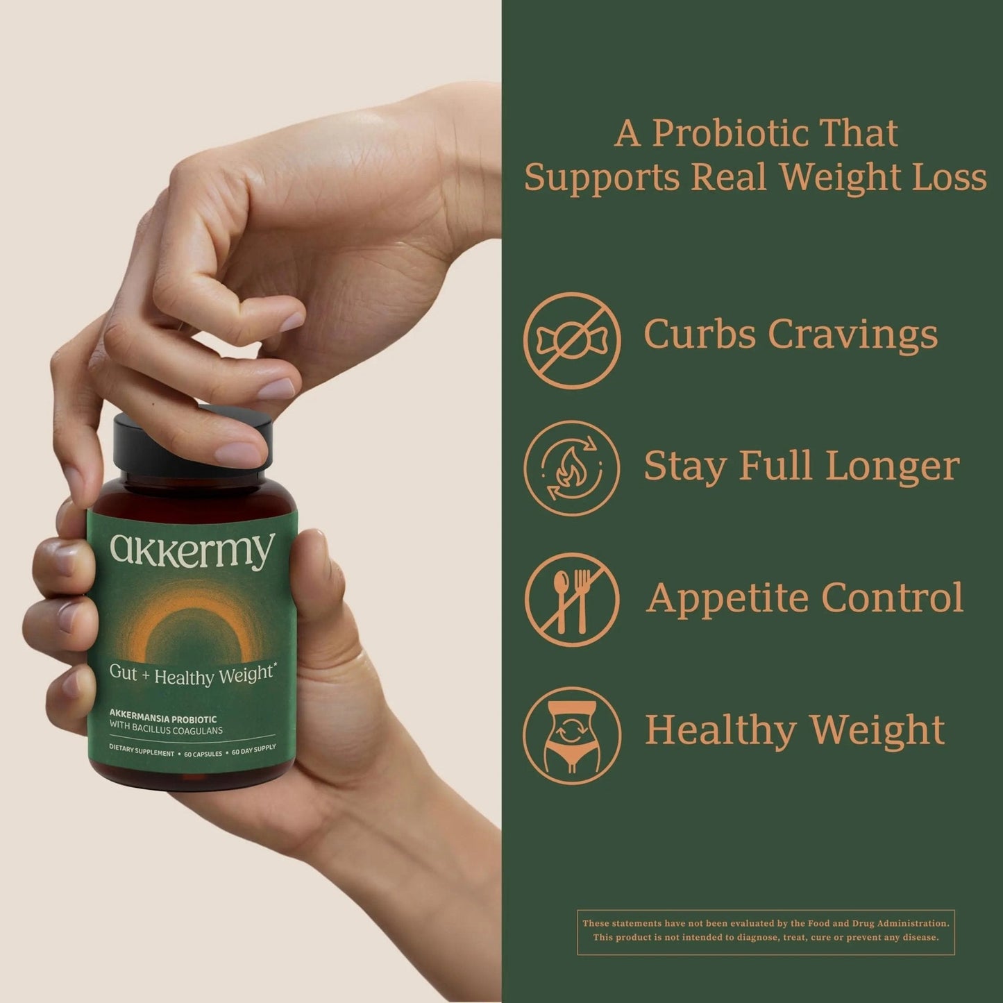 Akkermansia Probiotic for Appetite Suppressant & Craving Control | Increases GLP-1 for Weight Loss | 60 Day Supply | Made in USA | Bacillus Coagulans, B2, D3 & Chromium | SIBO Friendly, Vegan - Maple Wellness Supplements