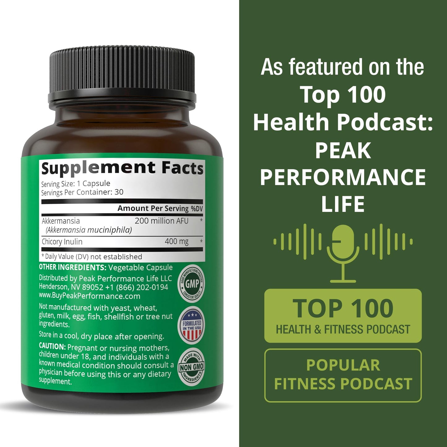 Akkermansia Probiotic to Increase GLP-1 Production. Ultra High Strength Akkermansia Muciniphila Live Strain with Prebiotic Fiber for Gut Health & Microbiome Balance. Delayed Release, 3rd Party Tested - Maple Wellness Supplements