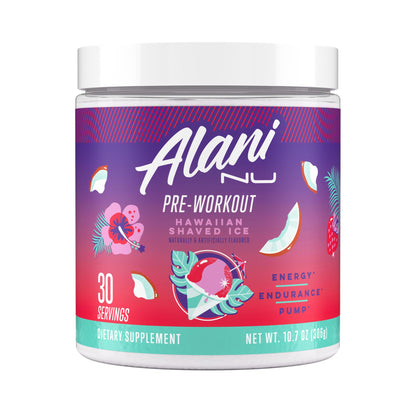 Alani Nu Pre Workout Powder Hawaiian Shaved ICE, Amino Energy Boost, Endurance Supplement, Sugar Free, 200mg Caffeine - Maple Wellness Supplements