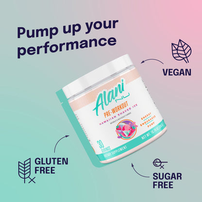 Alani Nu Pre Workout Powder Hawaiian Shaved ICE, Amino Energy Boost, Endurance Supplement, Sugar Free, 200mg Caffeine - Maple Wellness Supplements