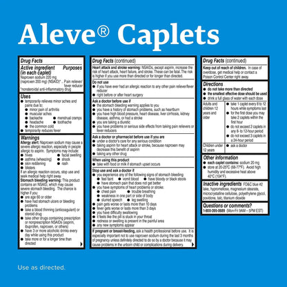 Aleve Caplets, Naproxen Sodium 220 mg (NSAID), Pain Reliever/Fever Reducer, 1 Orthopedic Surgeon Recommended, 270 Count - Maple Wellness Supplements