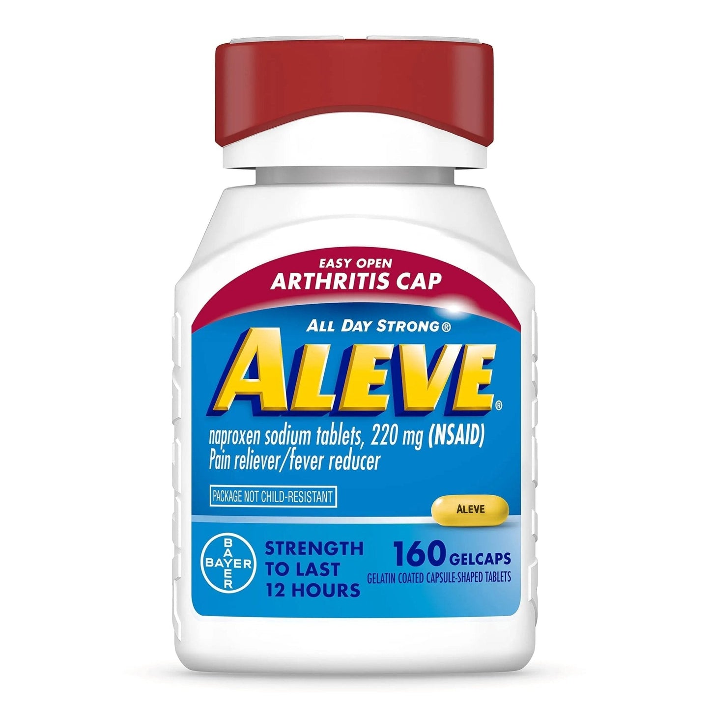 Aleve Gelcaps with Easy Open Arthritis Cap, Naproxen Sodium, Medication for Arthritis Pain, 160 Count - Maple Wellness Supplements