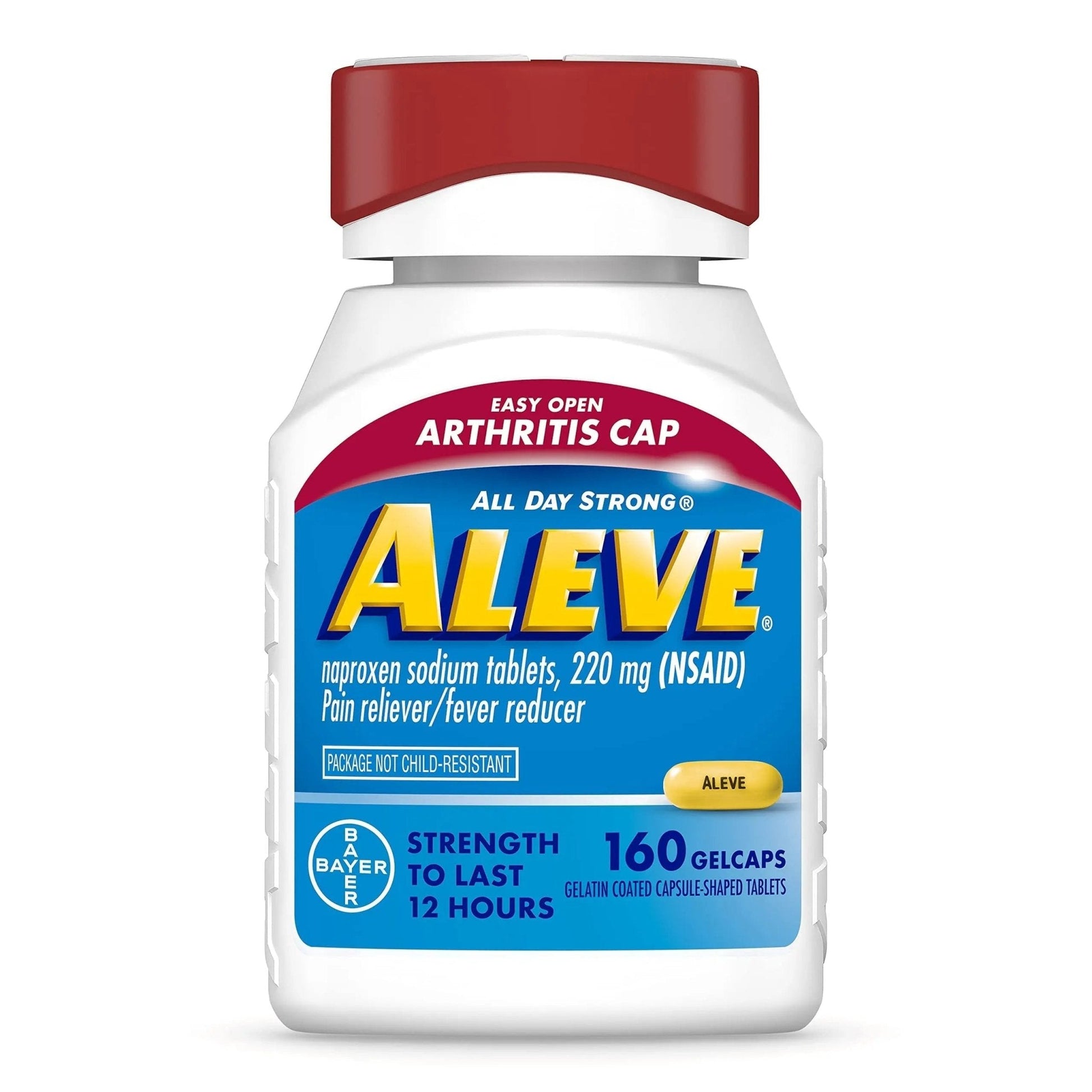 Aleve Gelcaps with Easy Open Arthritis Cap, Naproxen Sodium, Medication for Arthritis Pain, 160 Count - Maple Wellness Supplements