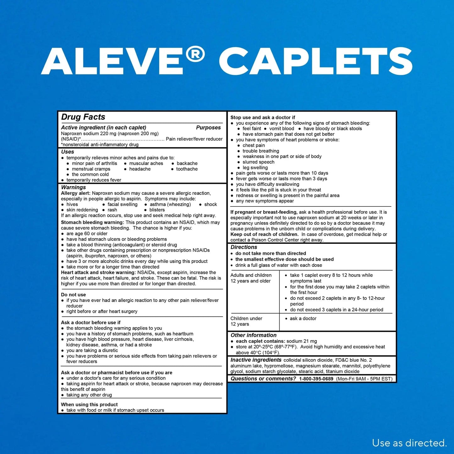 Aleve Pain Relief Naproxen Sodium Caplets ‐ 24 Count - Maple Wellness Supplements