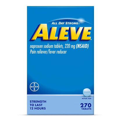 Aleve Pain Reliever & Fever Reducer Tablets, Naproxen Sodium, Headache, Back and Body Pain Relief Medicine, 270 Count - Maple Wellness Supplements