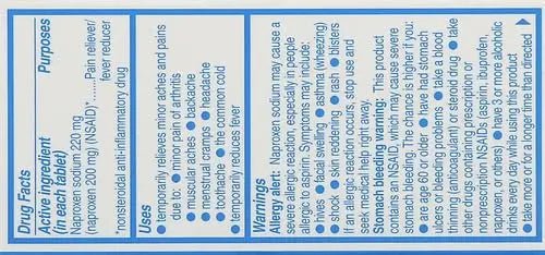 Aleve Tablets with Naproxen Sodium, 220mg (NSAID) Pain Reliever/Fever Reducer, 24 Count, Blue - Maple Wellness Supplements