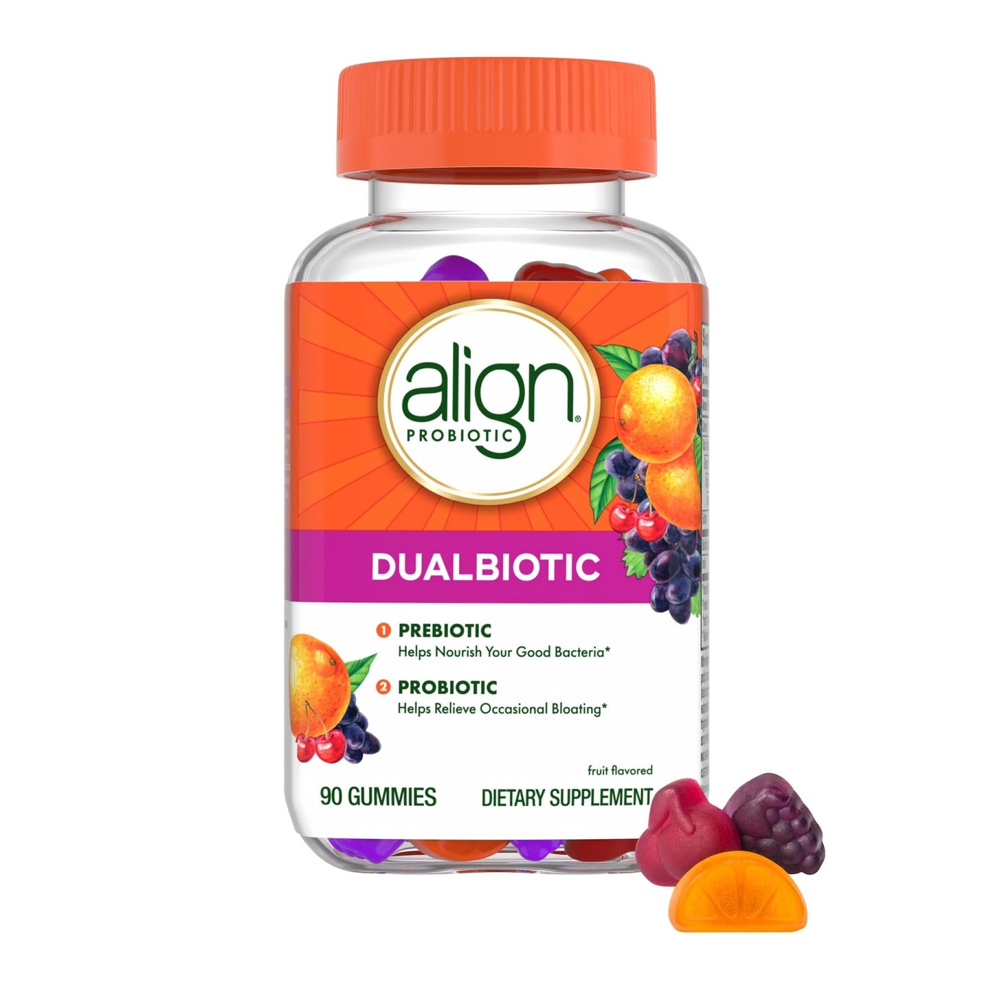 Align Dualbiotic, Prebiotics and Probiotics for Women and Men, Probiotics for Digestive Health, Prebiotics Help Nourish Good Bacteria, Natural Fruit Flavors - Maple Wellness Supplements