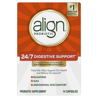 Align Probiotic, 24/7 Digestive Support*§, Probiotics for Women and Men, Probiotics for Digestive Health, Men and Womens Probiotic Capsules Help Relieve Occasional Bloating & Gas*, 14 Capsules - Maple Wellness Supplements
