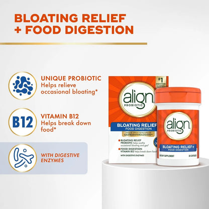 Align Probiotic Bloating Relief + Food Digestion, Probiotics for Women and Men, 1 Doctor Recommended Brand‡, Promotes Digestive Health and Helps Support the Metabolism of Food*, 28 Capsules - Maple Wellness Supplements