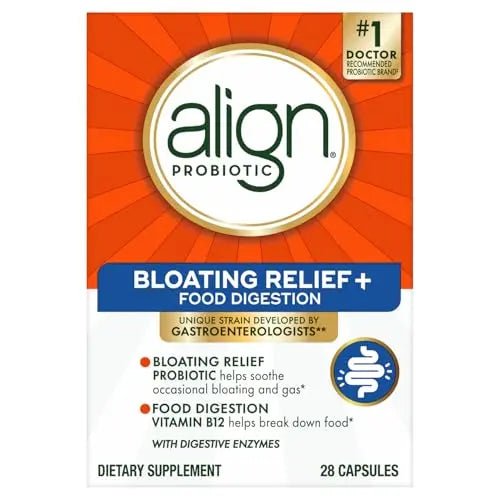 Align Probiotic Bloating Relief + Food Digestion, Probiotics for Women and Men, 1 Doctor Recommended Brand‡, Promotes Digestive Health and Helps Support the Metabolism of Food*, 28 Capsules - Maple Wellness Supplements