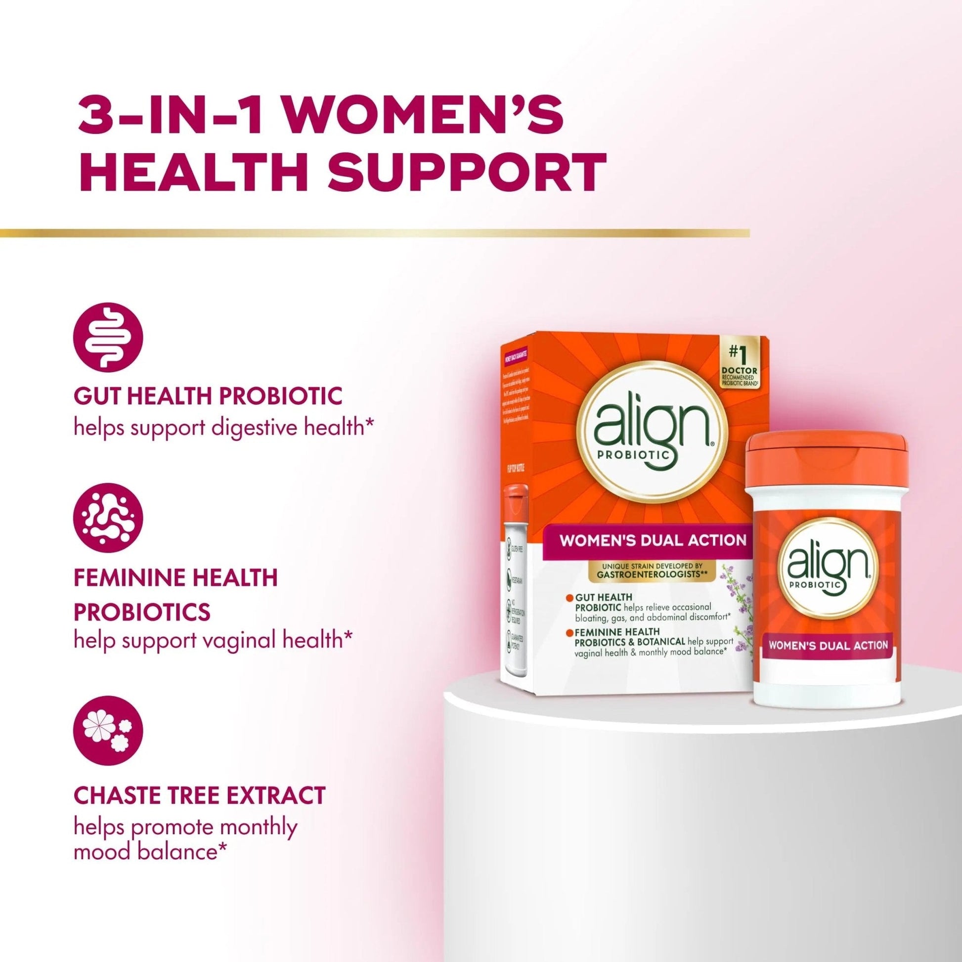 Align Probiotic, Womens Dual Action, Vaginal Probiotics for Women, Womens Probiotic for Vaginal Health Support, with Probiotics for Digestive Health, 28 Probiotic Capsules - Maple Wellness Supplements