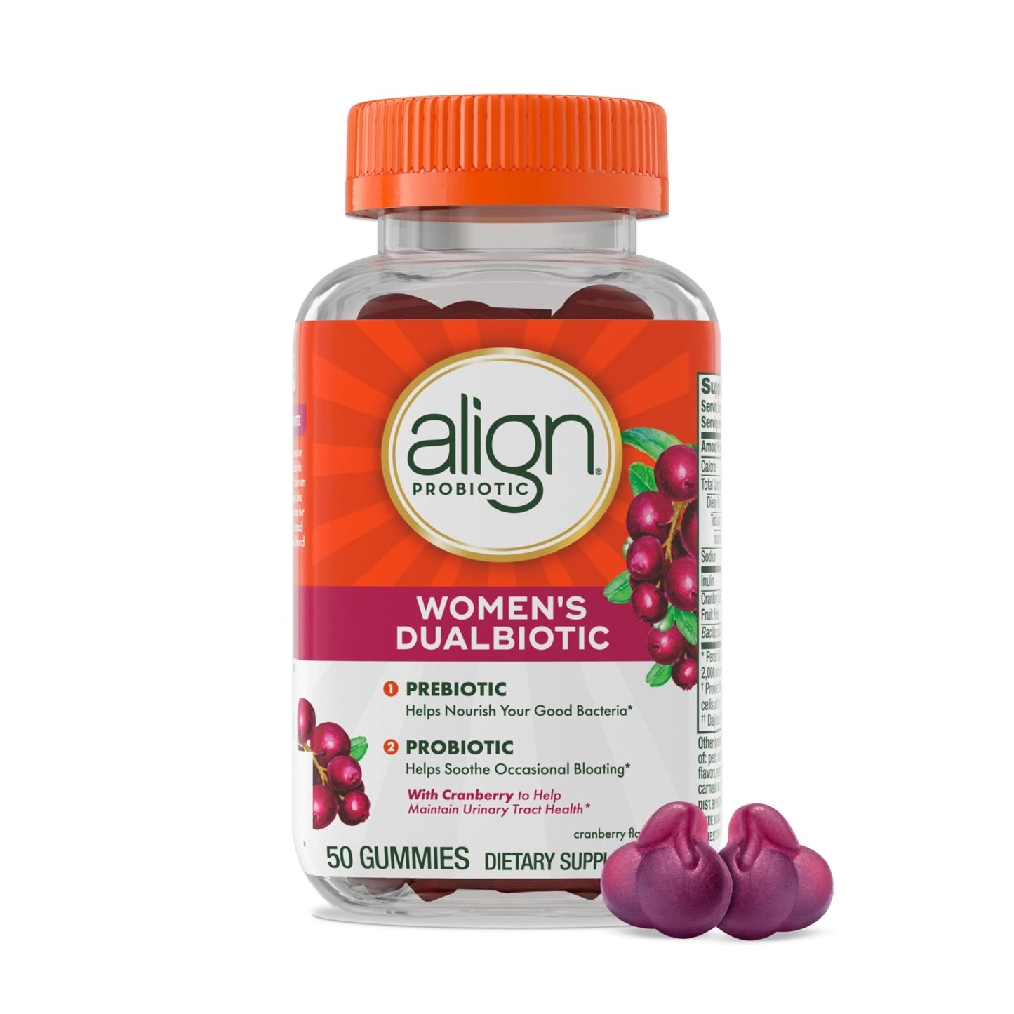 Align Probiotic, Women's Dualbiotic, Womens Probiotic Gummies, Prebiotics and Probiotics for Women, with Cranberry for Urinary Tract Health - Maple Wellness Supplements