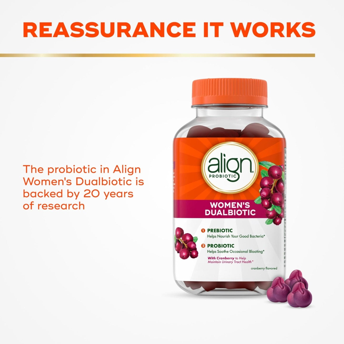 Align Probiotic, Women's Dualbiotic, Womens Probiotic Gummies, Prebiotics and Probiotics for Women, with Cranberry for Urinary Tract Health - Maple Wellness Supplements