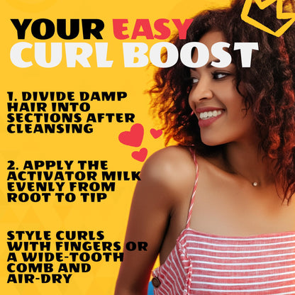 AllDay Locks Classic Easy Care Curl Activator - Activator Product for Curly Hair, Defines & Moisturizes Strands, Milky Cream Product for Men and Women, Easy Curling and Styling - 7.7 oz Bottle - Maple Wellness Supplements