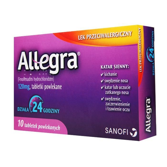 Allegra 120mg, 10 tablets - hay fever - Maple Wellness Supplements