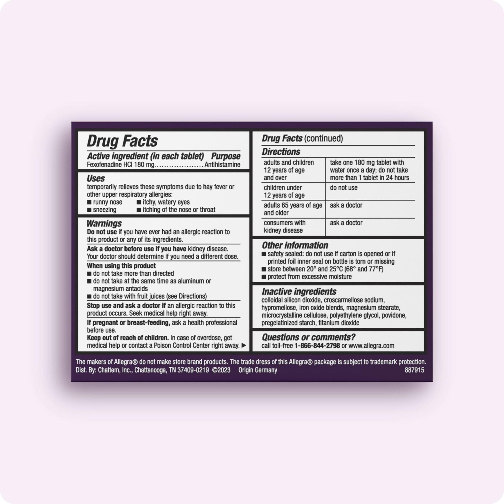 Allegra Adult 24-Hour Allergy Relief Tablets, Non-Drowsy Indoor and Outdoor Allergy Medicine, 180 mg Fexofenadine HCI Antihistamine Pill, 90 Count Plus 1 Count Travel Pack - Maple Wellness Supplements