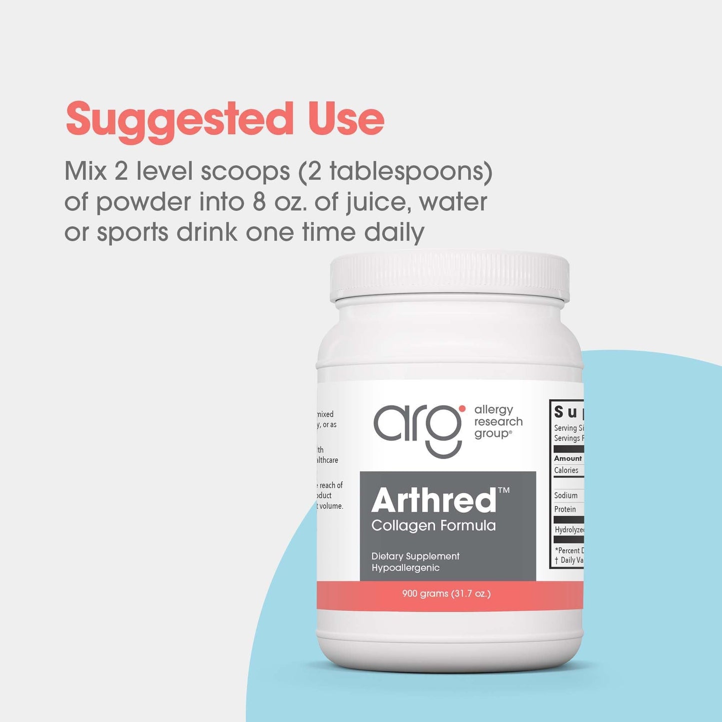Allergy Research Group Collagen Powder for Men & Women - Collagen Peptides, Arthred Supplement, Bovine Sourced, Arthred Powder, Collagen Formula, Hydrolyzed Collagen - 31.7 Oz - Maple Wellness Supplements