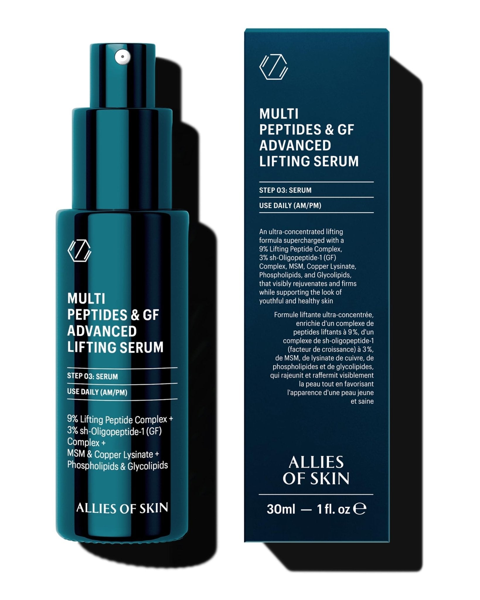 Allies of Skin Multi Peptides & Growth Factor Collagen Boosting Face Serum | Skin Tightening Anti-Aging Complex with 9% Peptides| Firms Sagging Skin & Visibly Reduces Wrinkles (1 oz) - Maple Wellness Supplements