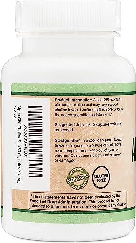 Alpha GPC Choline 600mg Capsules - Brain Support Supplement for Focus, Memory - Maple Wellness Supplements