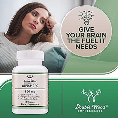Alpha GPC Choline 600mg Capsules - Brain Support Supplement for Focus, Memory - Maple Wellness Supplements