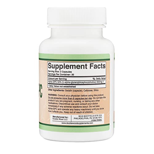 Alpha GPC Choline 600mg Capsules - Brain Support Supplement for Focus, Memory - Maple Wellness Supplements