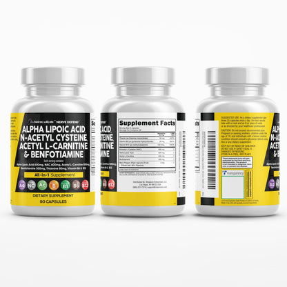 Alpha Lipoic Acid 600mg N-Acetyl Cysteine 600mg Acetyl L-Carnitine 500mg Benfotiamine 300mg - Nerve Support Supplement for Women and Men - Maple Wellness Supplements
