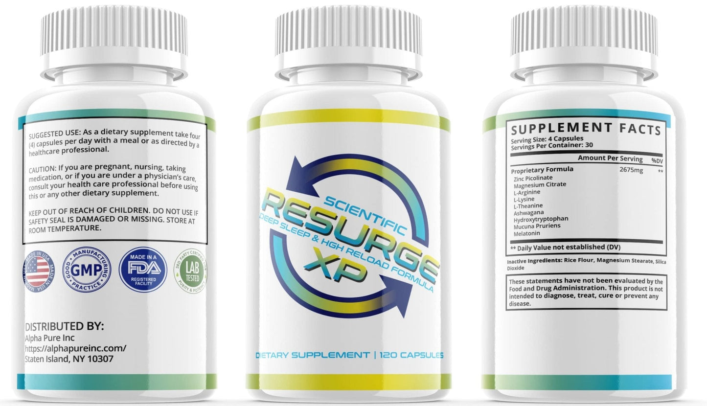 Alpha Pure Scientific Resurge XP Deep Sleep Support Formula 120 Capsules - Maple Wellness Supplements