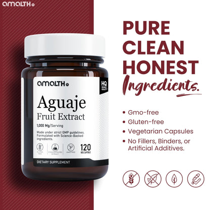 Amalth Aguaje Curves Capsule for Women 1000 mg- Extra Strength from Peru Natural Supplements- 120 Capsules Non- GMO Premium Quality Pills - Maple Wellness Supplements