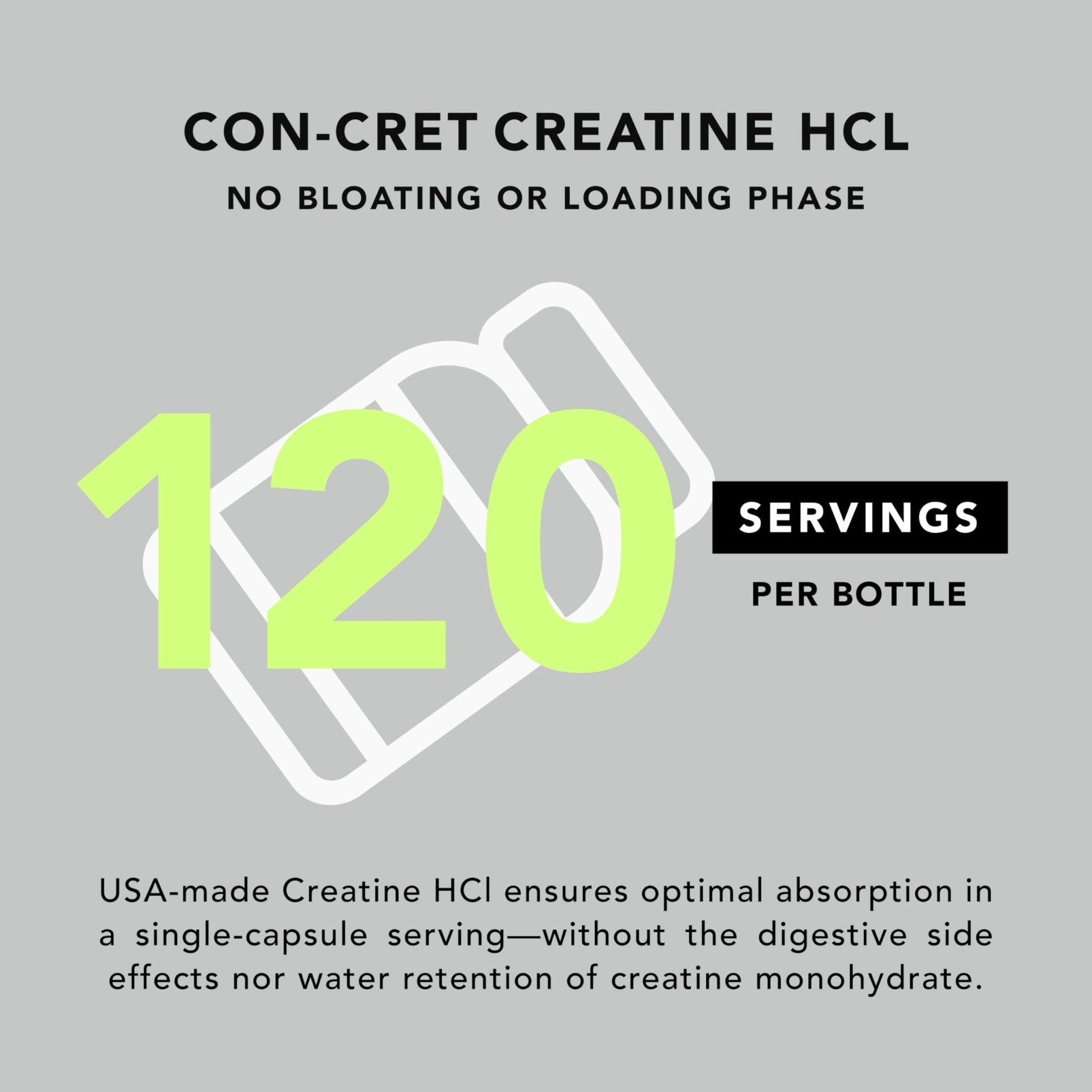 AMANDEAN Creatine HCl Pills. American Made CON-CRET. 120 Capsules. 7X Concentrated vs Monohydrate Powder. No Bloat. Muscle, Energy, Cognitive, Recovery Support for Men & Women. Gluten Free, Non-GMO. - Maple Wellness Supplements