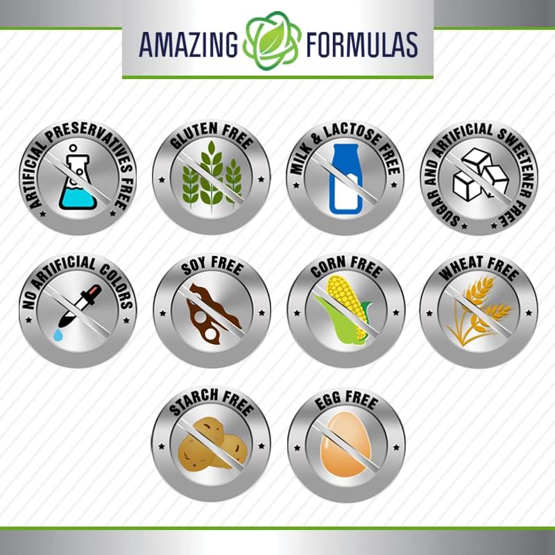 Amazing Formulas Advanced Collagen Supplement | Collagen Type I, II & III with Vitamin C & Hyaluronic | 1600 Mg Per Serving | 90 Capsules | Non-GMO | Gluten-Free | Made in USA - Maple Wellness Supplements