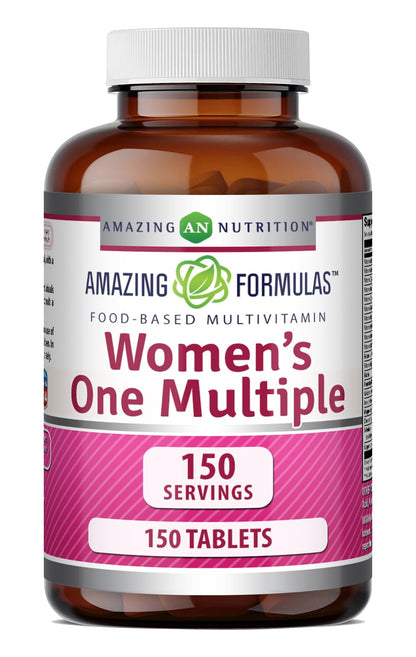 Amazing Formulas Women's One Multivitamin | Food Based | 150 Tablets, 5 Month Supply | Complete Blend of 40 Vitamins, Minerals & Probiotics Supplements | Non-GMO | Gluten-Free | Made in USA - Maple Wellness Supplements