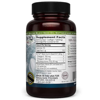 Amazing Herbs Premium Capsules - High Potency, Cold Pressed Nigella Sativa Aids in Digestive Health - Maple Wellness Supplements