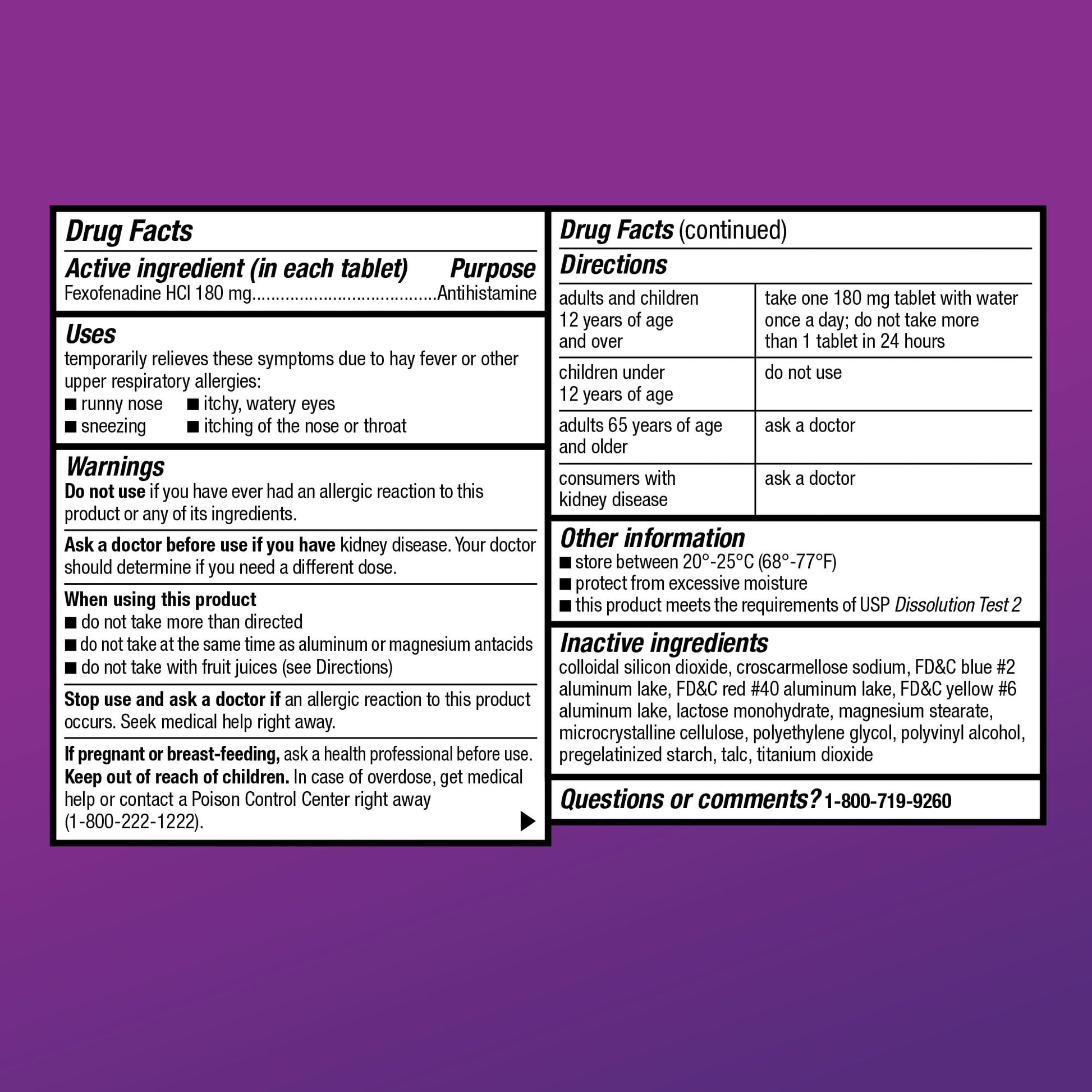 Amazon Basic Care All Day Allergy Relief, Fexofenadine Hydrochloride Tablets, 180 mg, Antihistamine, Non-Drowsy, 24-Hour Relief, Indoor & Outdoor Allergy, 30 Count - Maple Wellness Supplements