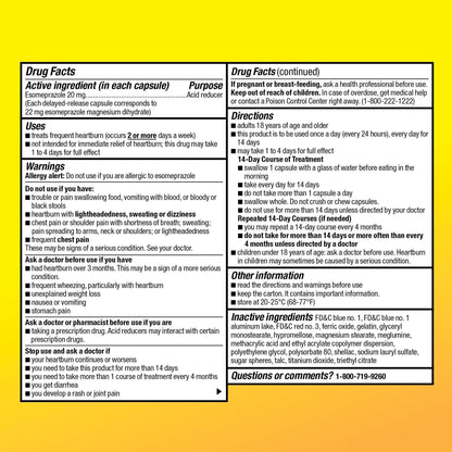 Amazon Basic Care Esomeprazole Magnesium Delayed-Release Mini Capsules, 20 mg, Acid Reducer, 24 Hour Heartburn Medicine, 42 Count - Maple Wellness Supplements