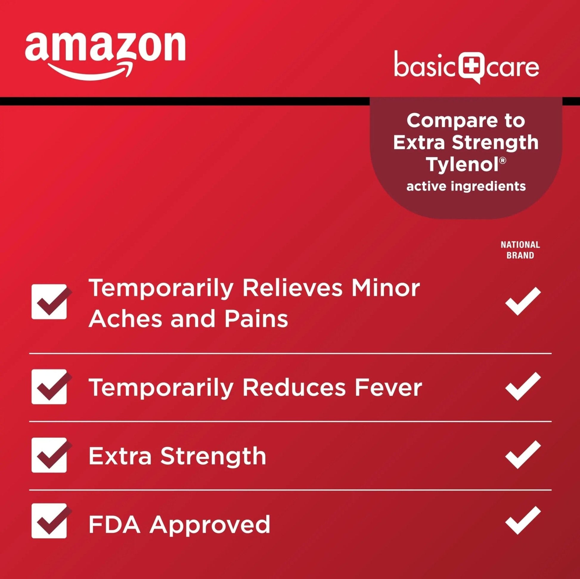 Amazon Basic Care Extra Strength Pain Relief, Acetaminophen Caplets, 500 mg, 200 Count - Maple Wellness Supplements
