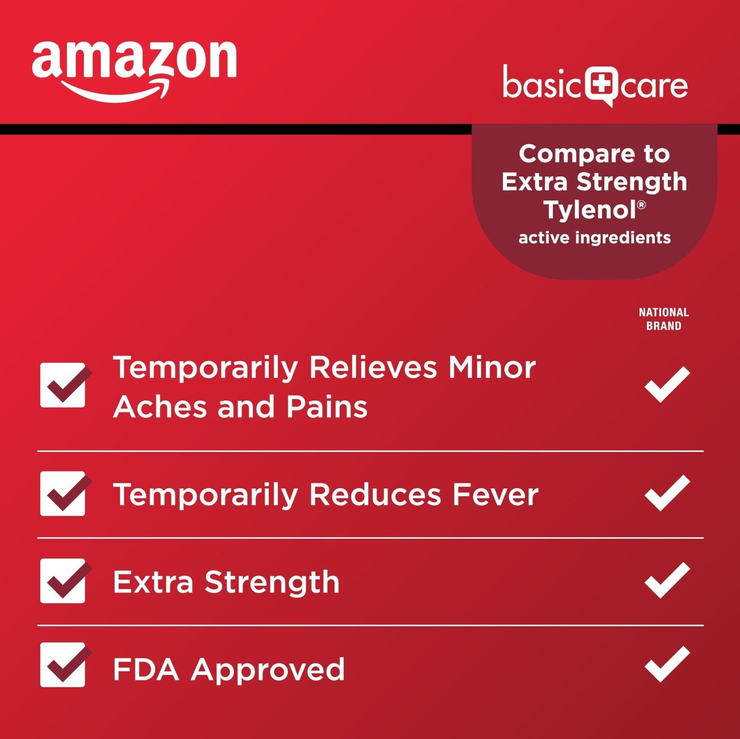 Amazon Basic Care Extra Strength Pain Relief, Acetaminophen Caplets, 500 mg, 200 Count - Maple Wellness Supplements