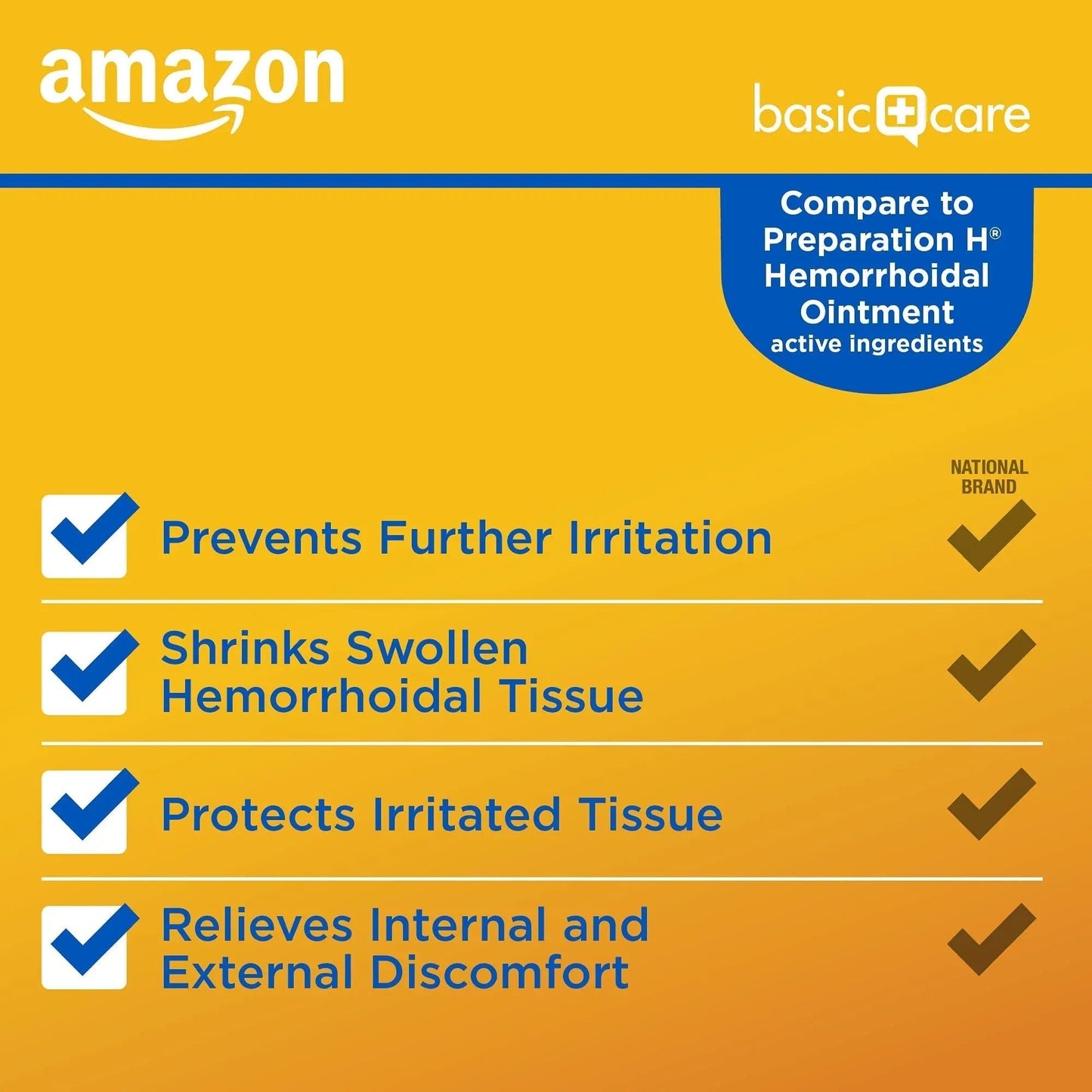 Amazon Basic Care Hemorrhoid Ointment, Fast-Acting Pain Relief, Relieves Burning, Itching, Swelling and Discomfort, 2 ounce (Pack of 1) - Maple Wellness Supplements