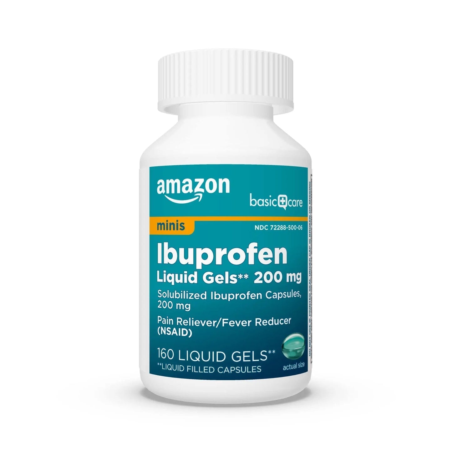 Amazon Basic Care Ibuprofen Mini Liquid Gels, 200 mg, Pain Reliever and Fever Reducer for Headache, Backache, Menstrual Pain, Arthritis, 160 Count - Maple Wellness Supplements